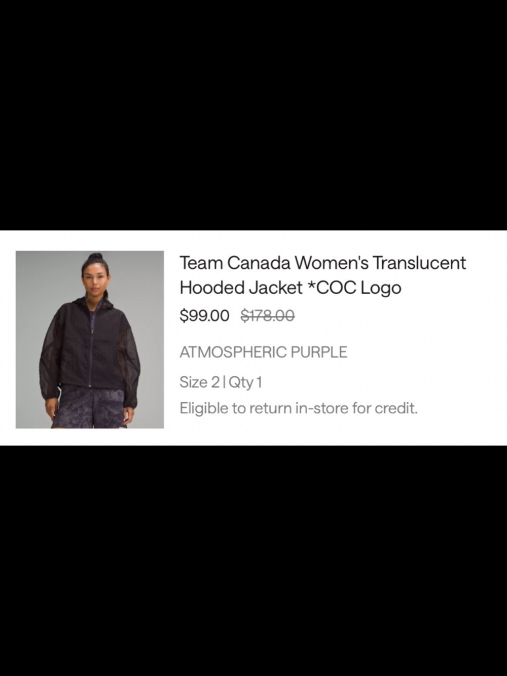 Lululemon Team Canada Women's Translucent Hooded Jacket - Picture 2 of 3